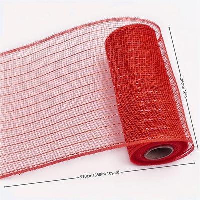 Christmas Ribbon Roll with Decorative Striped Netting for DIY For Wreaths Holiday Garlands Bows and Craft Projects