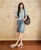 WACKY WILLY [26Ss] Women'S Denim Bermuda Pants Blue