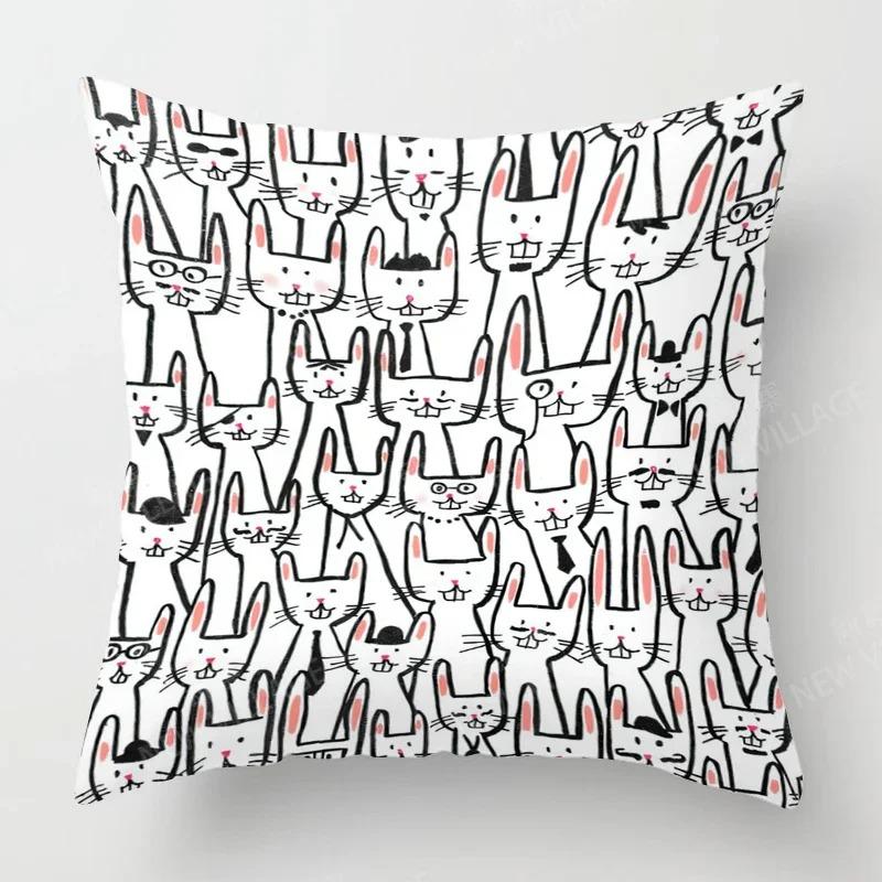Home Deko Kaninchen mit Löwenzahn Muster Kissenbezug Muster Kissenbezug Geeignet für Sofa Schlafzimmer Auto Kissenbezug
