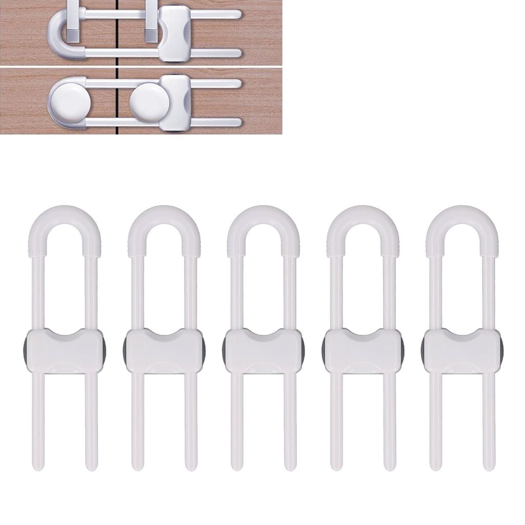 5Pcs Cabinet Handle Locks Multifunctional   U Shaped Child   Locks for Cabinet Drawer Gate Furniture Door Closet