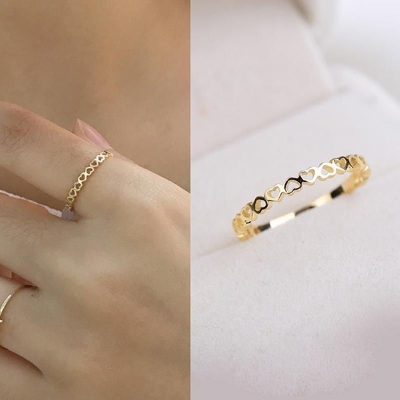 Exquisite Heart to Heart Finger Rings Women Simple Stylish Metal Rings Daily Wear Statement Accessories Drop Ship Jewelry