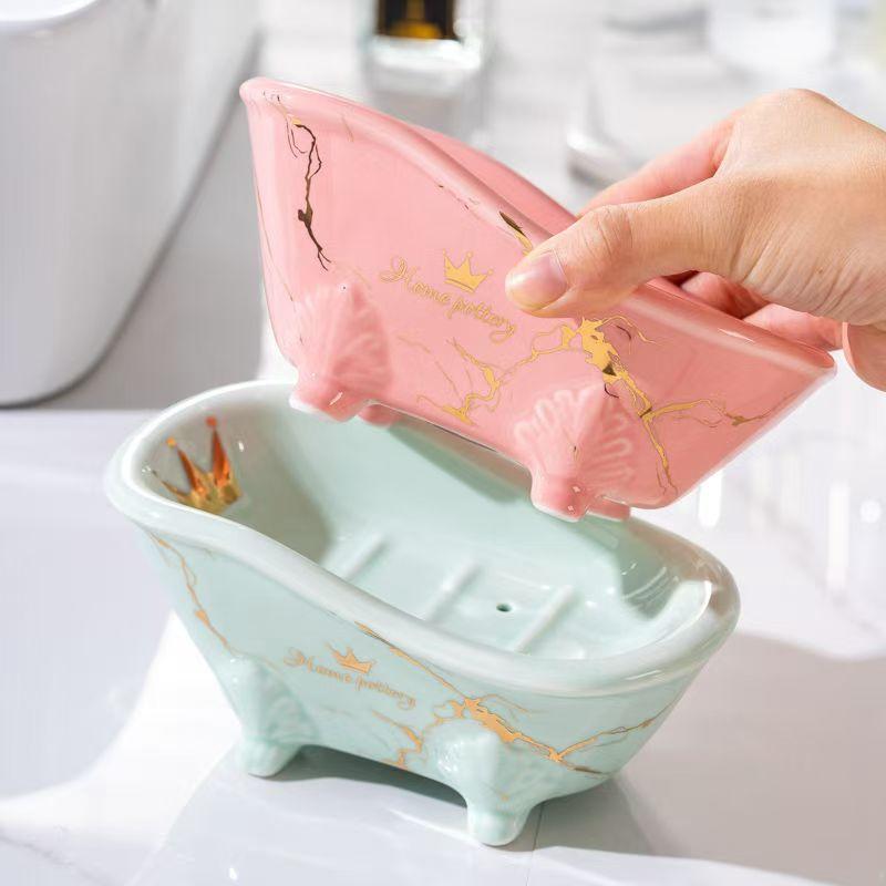 Piatti Sapone in Ceramica vasca da Bagno Porcellana Doccia Custodia Contenitore Domestico Scatola Contenitore Con Foro di Scarico Articoli per il Bagno