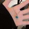 Vintage 2ct Green Moissanite Pendant 925 Sterling Silver Charm Wedding Pendants Necklace For Women Party Choker Jewelry Gift