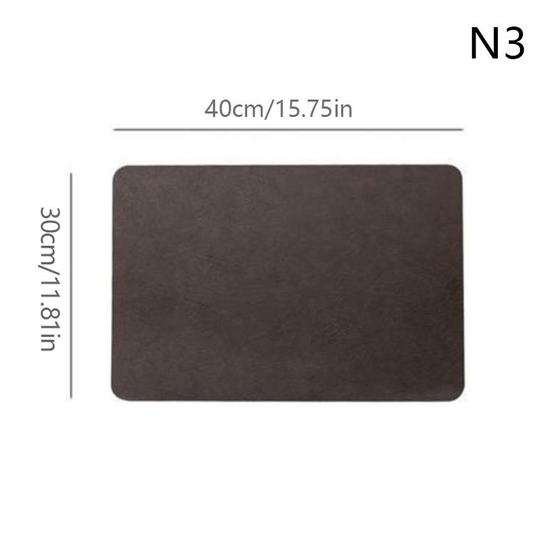1Pcs Light Luxury Solid Leather Placemat Coffee Brown Pu Table Mat Waterproof Oilproof Heat-Insulated Plate Bowl Pad Table Decor