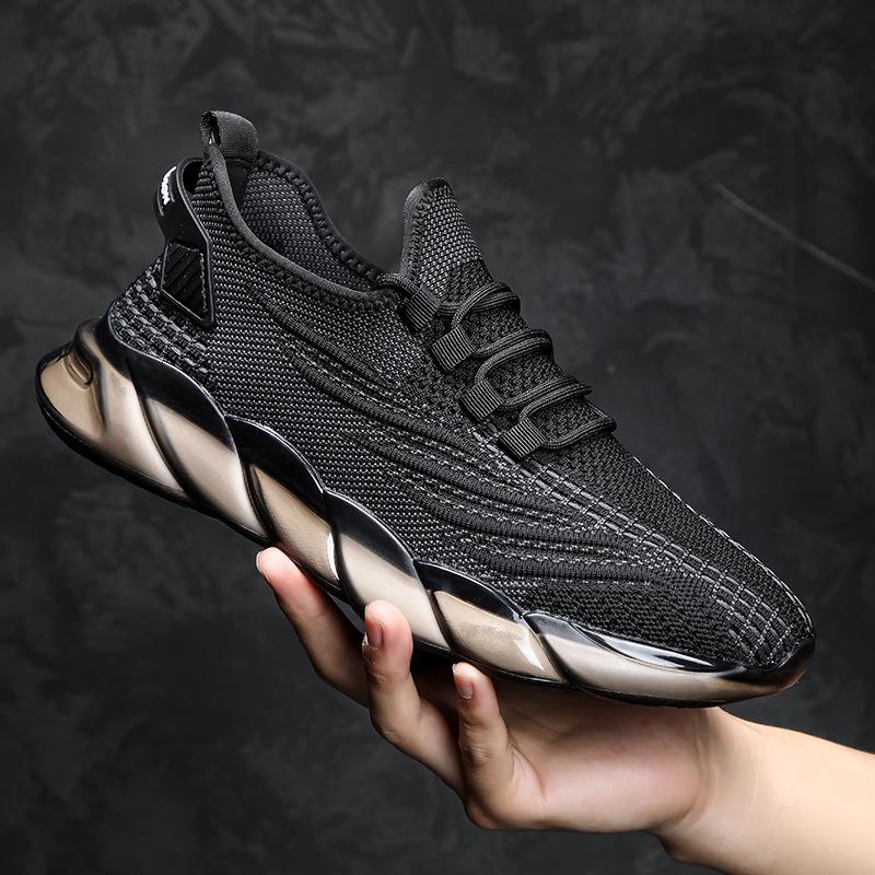 Flying Woven Men's Shoes Summer Sports Breathable Casual Mesh Shoes Soft-soled Mesh Shoes Men's Dirt-resistant Travel Shoes Trendy Coconut Shoes