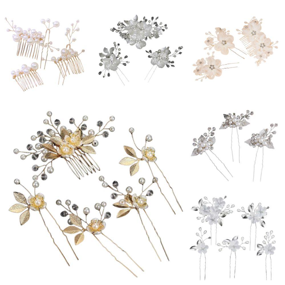 2/4/5Pcs Crystal Bridal Hair Accessories Sparkling Bride Headpiece Set U-shaped Hairpin Pin Party