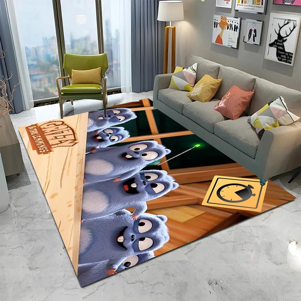 3D Kreslený koberec Grizzy a lemingové pro domov, obývací pokoj, ložnici, pod pohovku, rohožka, dekorace, dětský koberec, protiskluzová podložka na podlahu