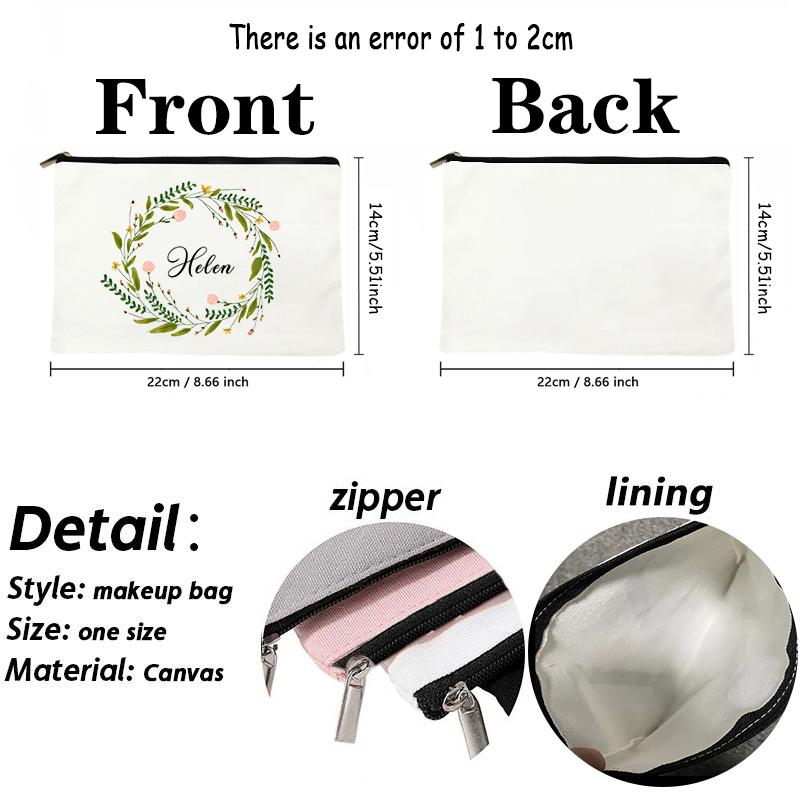 Garland Personalized Name Canvas Cosmetic Bag Travel Zipper Storage Toiletry Bags Retro Pencil Case Teacher Bride Gift Customize