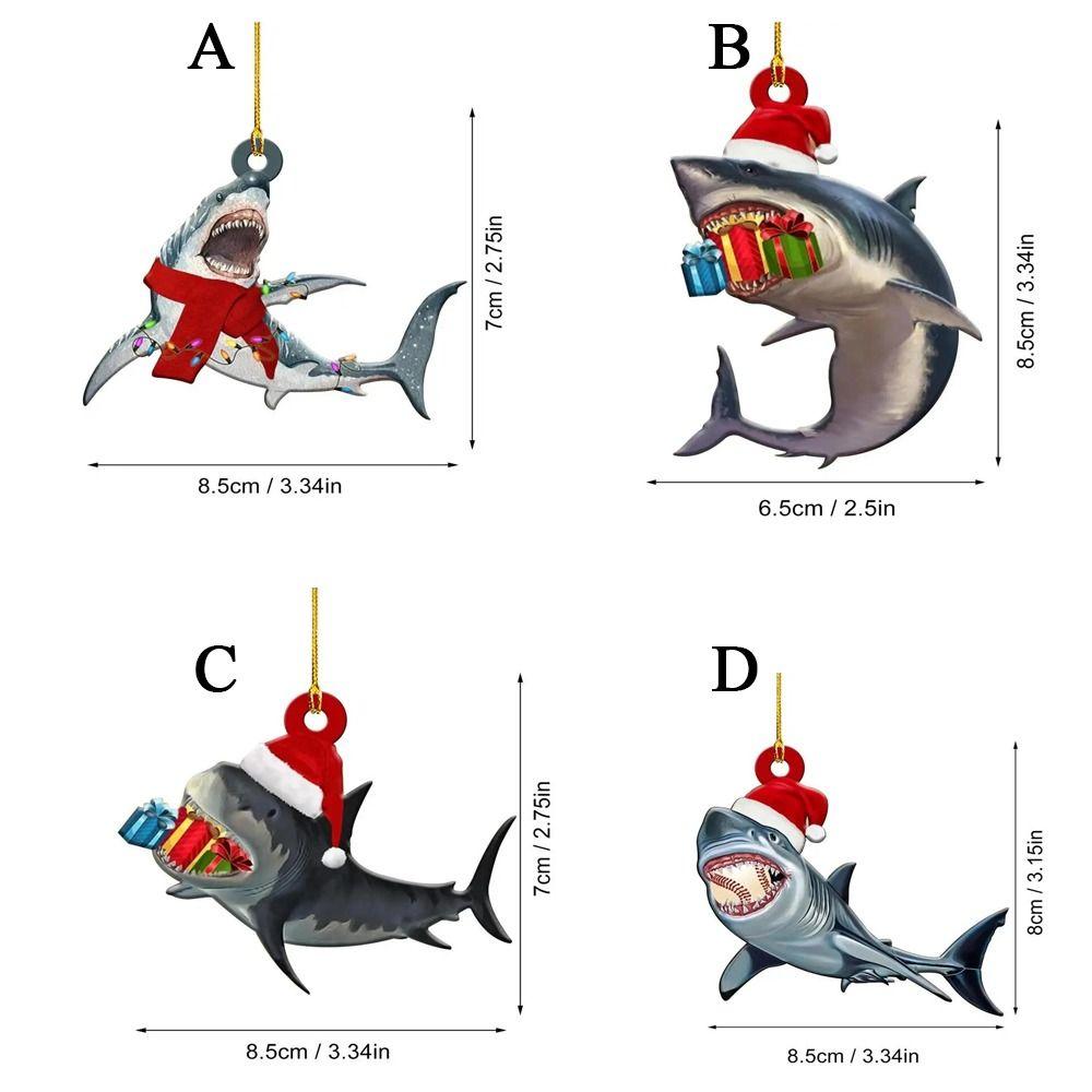 Hangings Christmas Shark Pendant Acrylic Christmas Tree Decoration  New Year