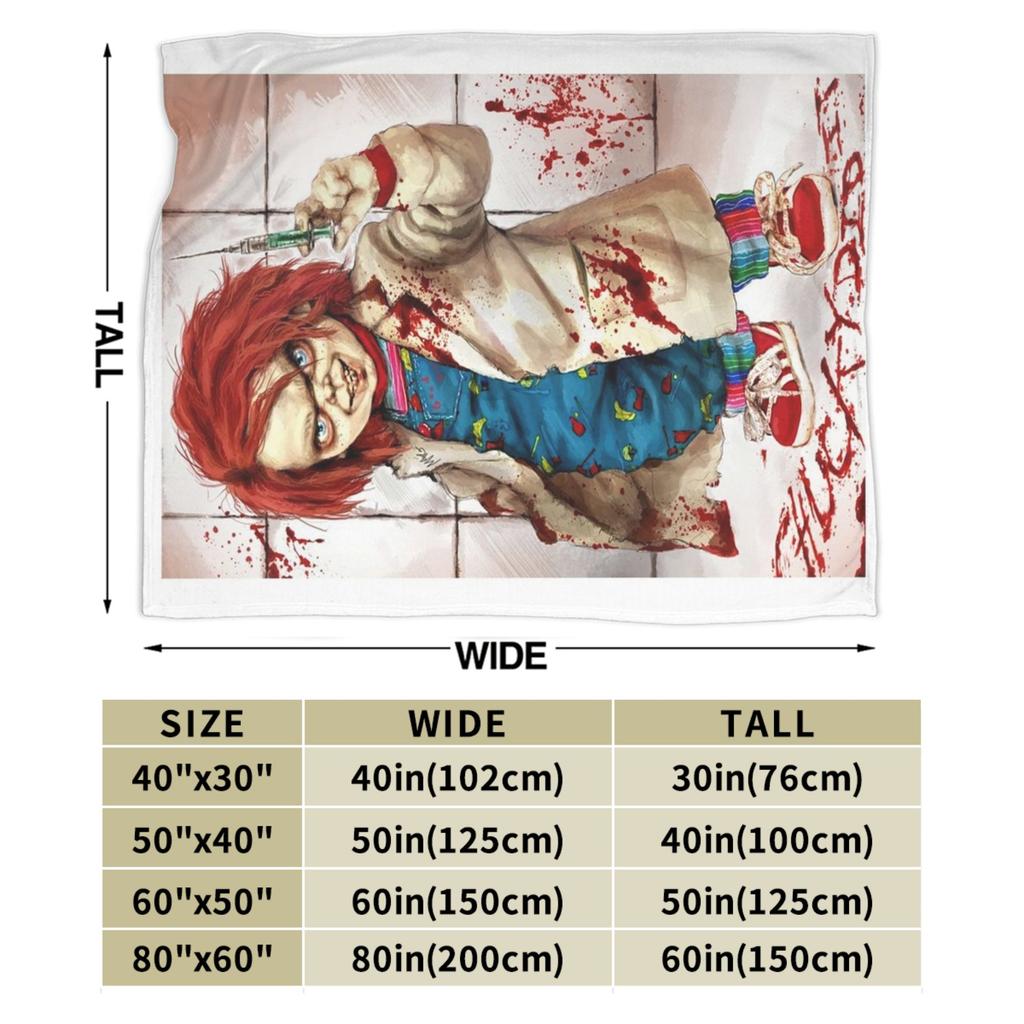 Chucky Childs Play Blankets Fleece Summer Air Conditioning Horror Movie Halloween Warm Throw Blankets for Sofa Outdoor Bedspread