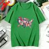 USA 250th Anniversary Shirt Semiquincentennial 2026 Patchwork Map Patriotic  Tee High Quality Cotton Women Clothes
