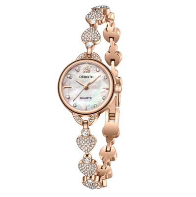 Analog Bracelet Watch with Seashell 3ATM Water Sparkling Diamond Heart Cute and Stylish Rose Gold Fashion Watch for Perfect Gift for Friends or