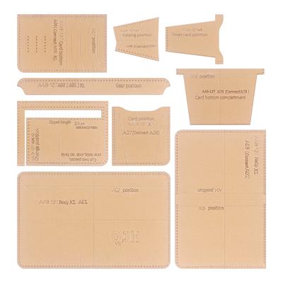 1 sada Šablona na výrobu krátké peněženky, Akrylová kresba s otvory Vzory kožené peněženky, DIY Ruční šití Kožený designový forma