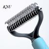 Cat Hair Remover Double-Sided Pet Detangling Rake, Dog Undercoat Rake with Rounded Blades, Grooming Supplies Shedding Brush Comb for Long Dogs,
