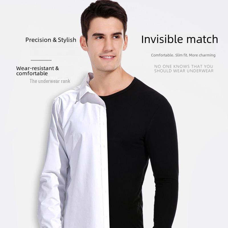 Men's Seamless Ultra-Thin Autumn/Winter Thermal Underwear Set, Round Neck, Large Size