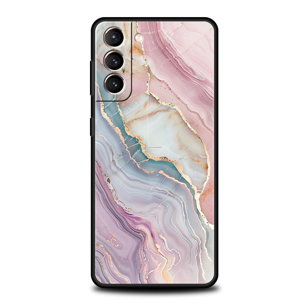 Phone Case For Samsung Galaxy S24 S23 Ultra S22 S21 S20 FE 5G S10 S10E S9 Plus S8 Soft Silicone Black Cover Marble