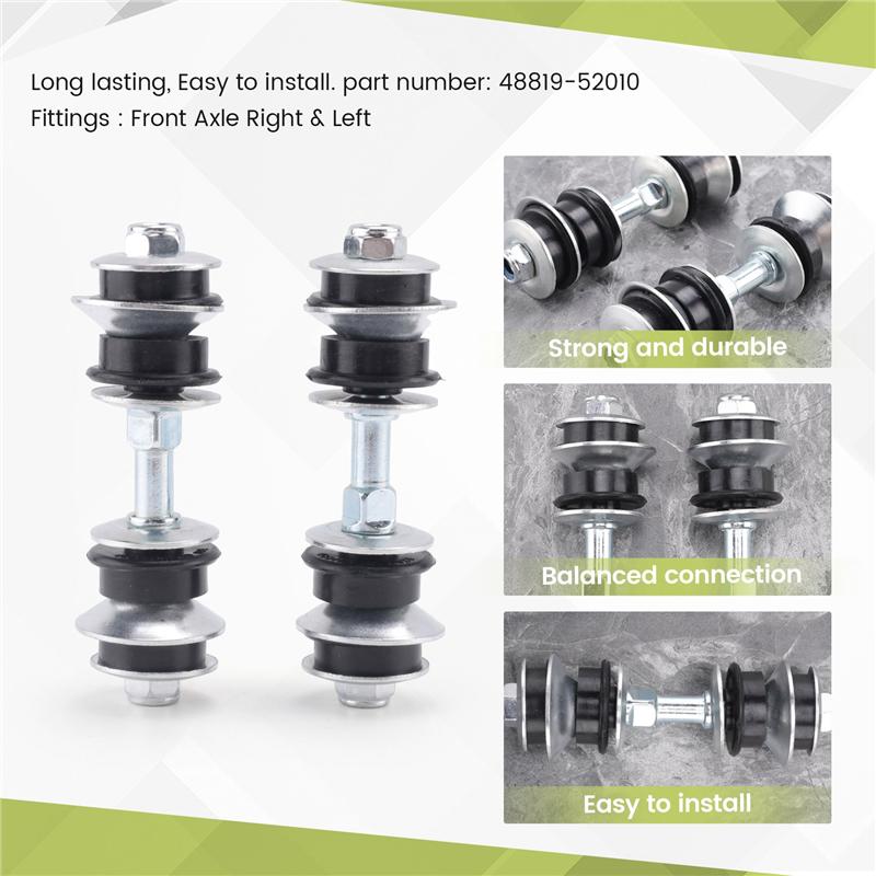 2Pcs Car Stabilizer Link Kit Sway Bar Drop Links Set For Toyota Yaris Verso Vitz 1999-2005 48819-52010 BlackSilver