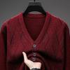 Men Plaid Knit Button Cardigan Casual Sweater Outerwear For Middle Aged Men
