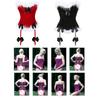 Sexy Christmas Santa Costume Bustier Corset Top Feathers Trimming Corset Bowknot Bustier Strapless Velvet Vest