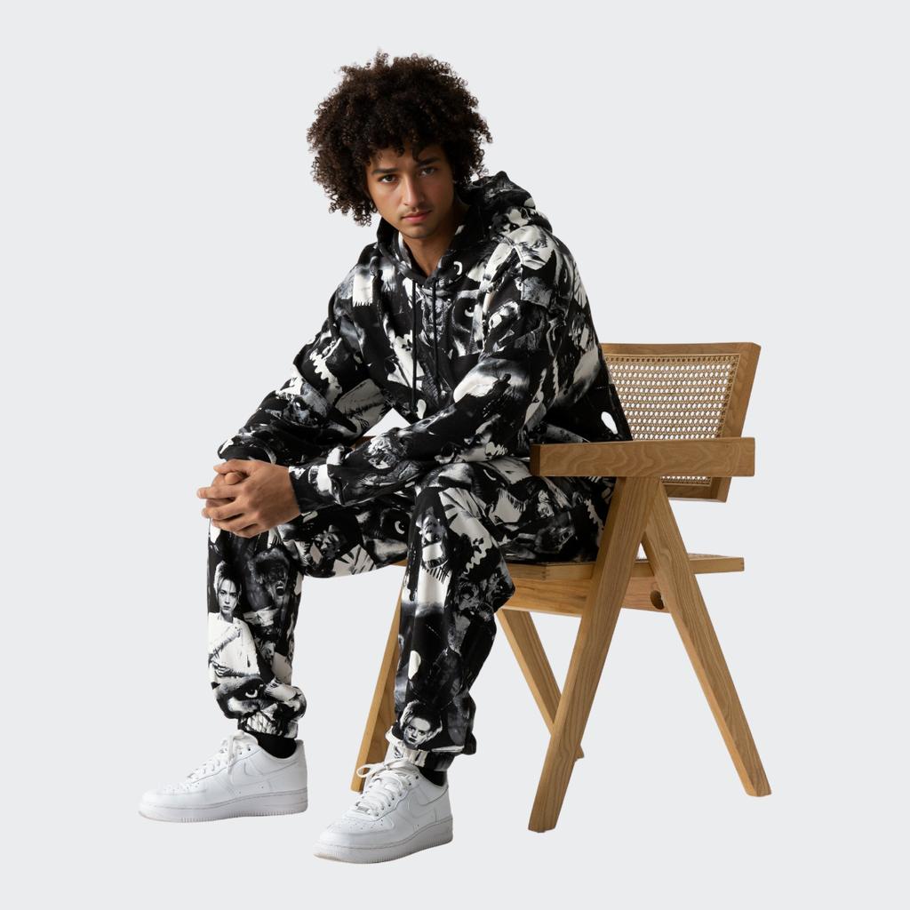 Levis FW22 Character Pattern Full Print Pullover Hoodie Men hoodies Gray A3692-0000
