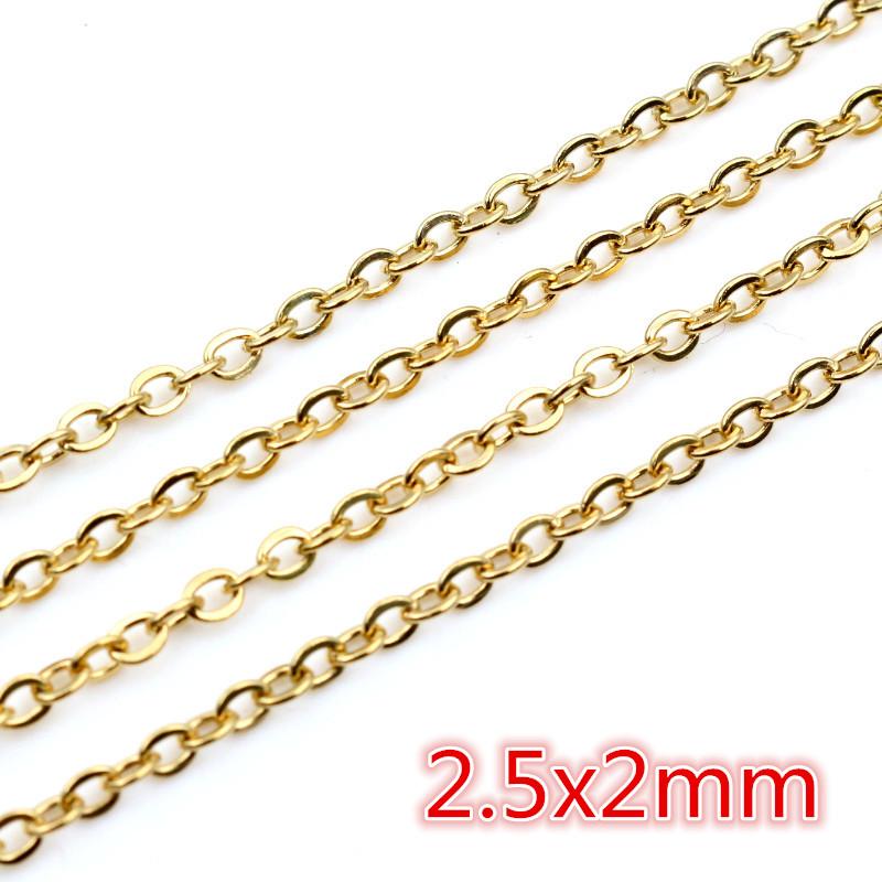 5 Meters/Lot Never Fade Stainless Steel Gold Plated Necklace Chains For DIY Jewelry Findings Making Materials Handmade Supplies