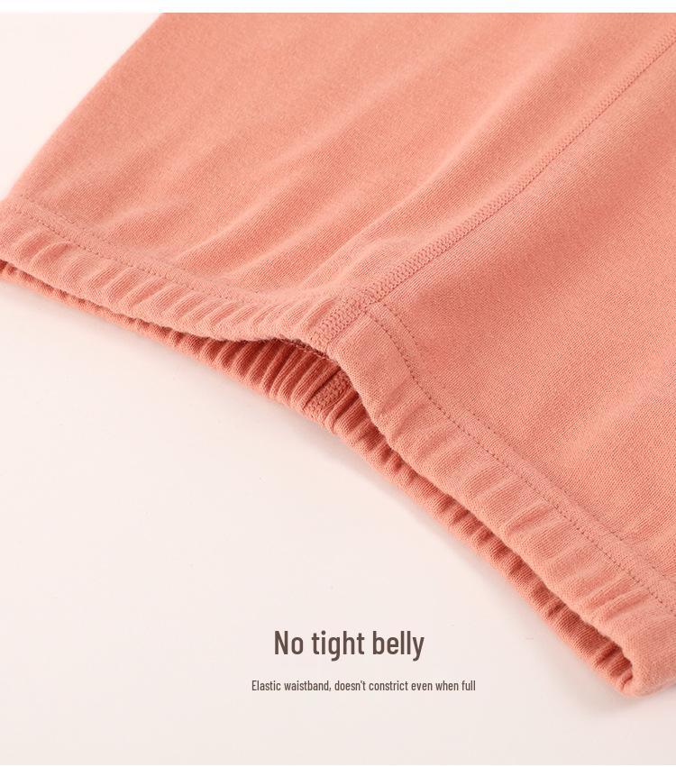 Children's Antibacterial Cotton Pajama Set: Crew Neck Top & Pants for Autumn/Winter, A-Class Warm Homewear for Girls.