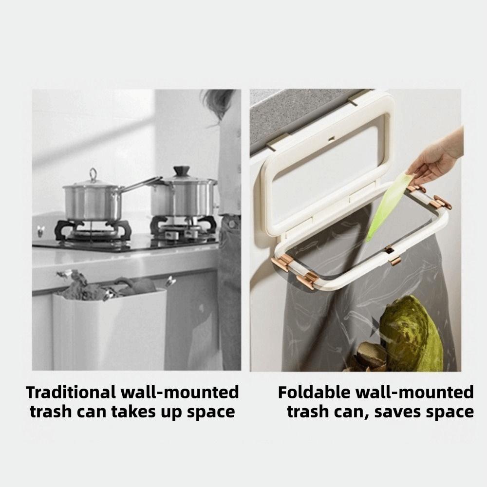 No-Drill Folding Trash Bag Holder Plastic Plastic Bag Holder Garbage Bag Holder for Kitchen