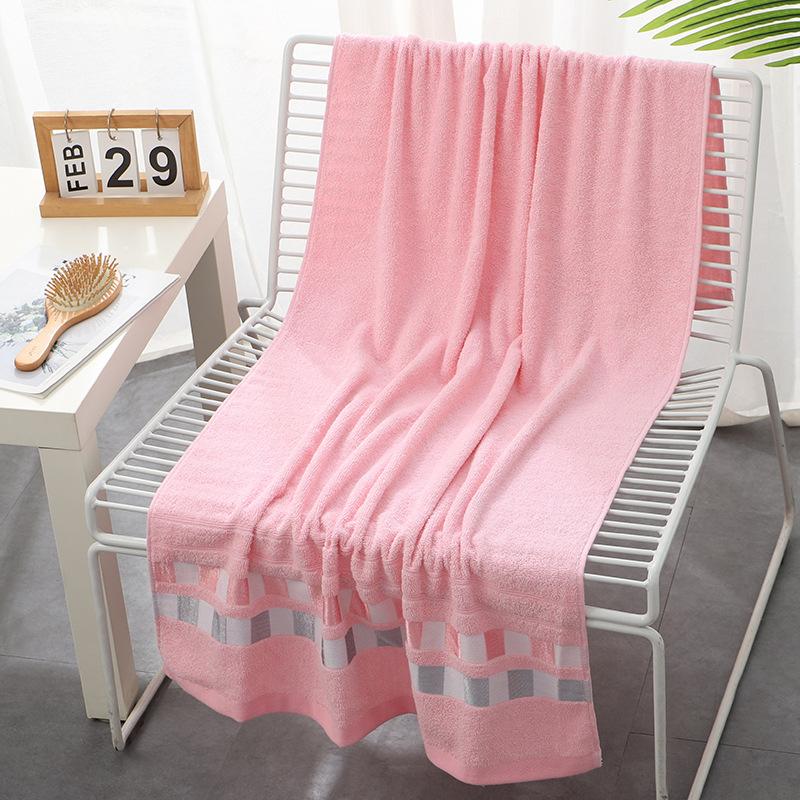 Pure Cotton Large Bath Towel Plain Color Simple Soft Wrap Towel Beach Towel Household Bathroom Export