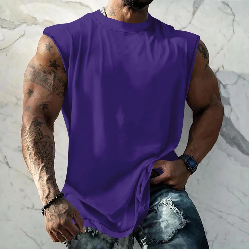 Men Sleeveless Tank Top Muscle Shirt Loose Fit Basic Solid Color Casual Summer Workout Vest for Daily Use