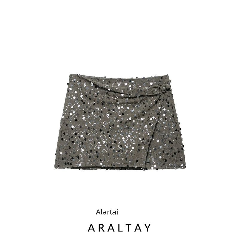 Araltay New Arrival Fashion Style Women's Clothing Fashion All-Match Minimalist Beads Decoration Double Breasted Mini Skirt 7969226