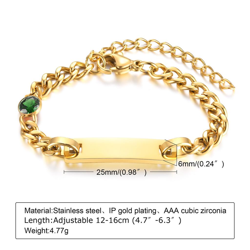 Xiaomi Vnox Customized Birthstone Bracelets for Girl,Anti Allergy Stainless Steel Newborn Nameplate Bracelet,Custom Birthday Gifts