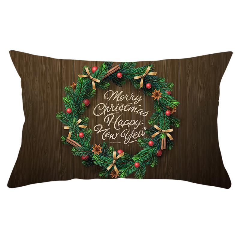 Green Series Christmas Peach Skin Printed Waist Pillowcase Square Sofa Pillowcase Office Pillowcase