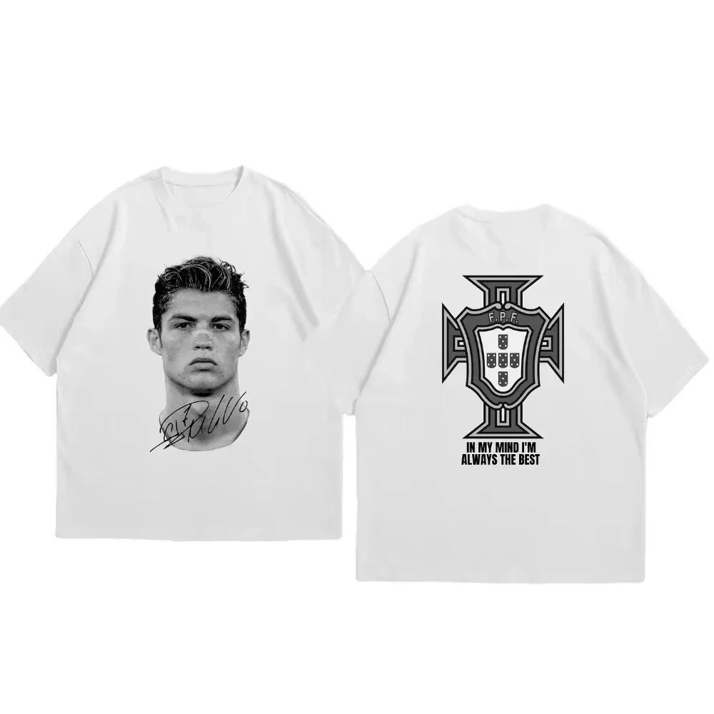 Cristiano Ronaldo Soccer Superstar Super Fashion Print Short Sleeve Cotton Tshirt Unisex and Women Worn American Style T Shirt