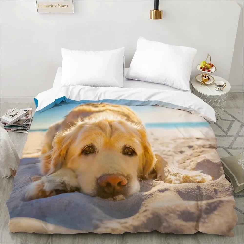Animal Lie Down Dog Pet Bedding Set Boys Girls Twin Queen Size Duvet Cover Pillowcase Bed Adult Fashion Home Textileextile
