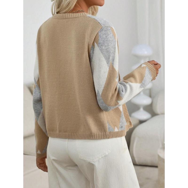 Argyle Diamantmuster Strickjacke - Q82795