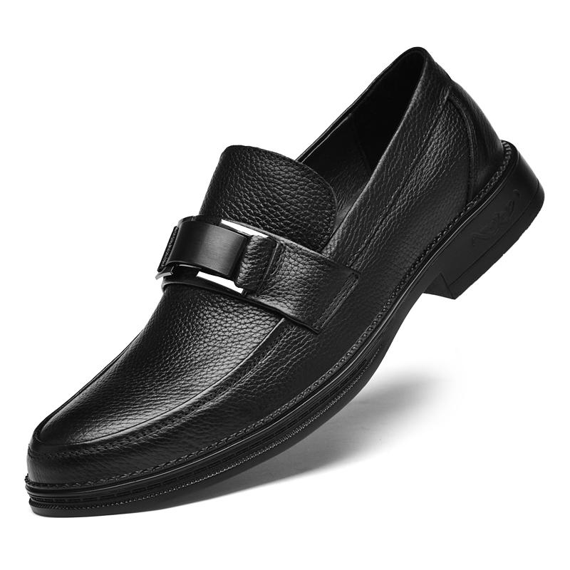 Fashion Men's Solid -Color Casual Loafers For Autumn And Winter Comfortable Soft -Soled Business Office Shoe And Metal Buckle Lazy Shoes