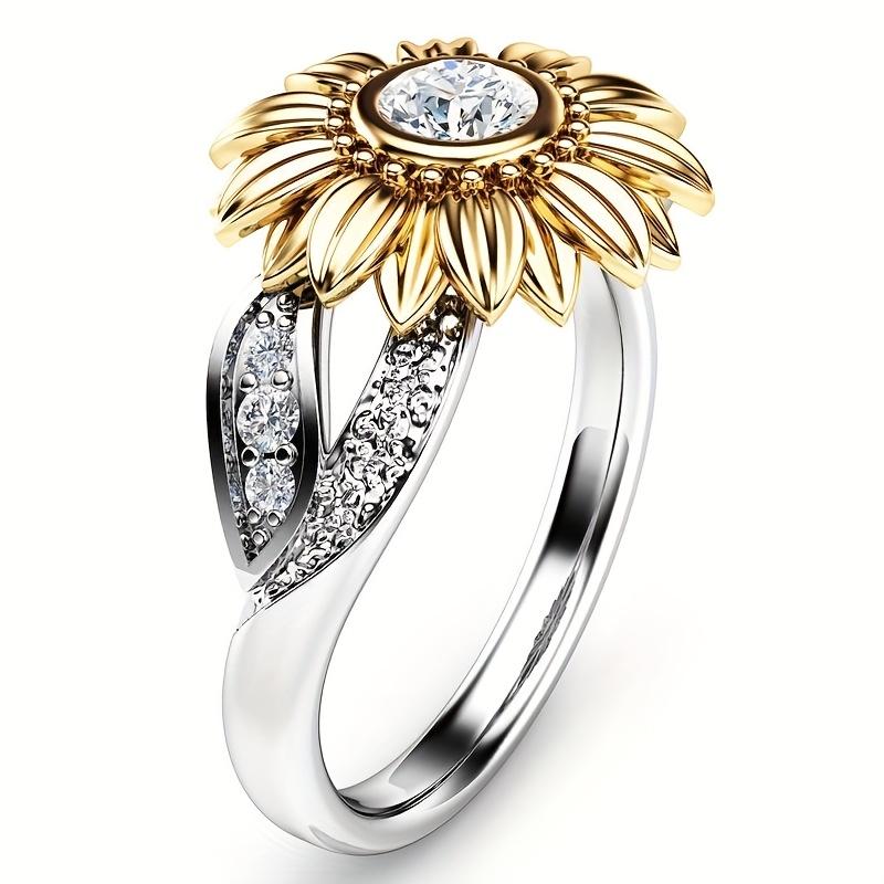 Women's Bohemian Sunflower Synthetic Zircon Ring - Colorful jewelryVintage Bohemian Party and Festival StyleDurable and elegant bracelet