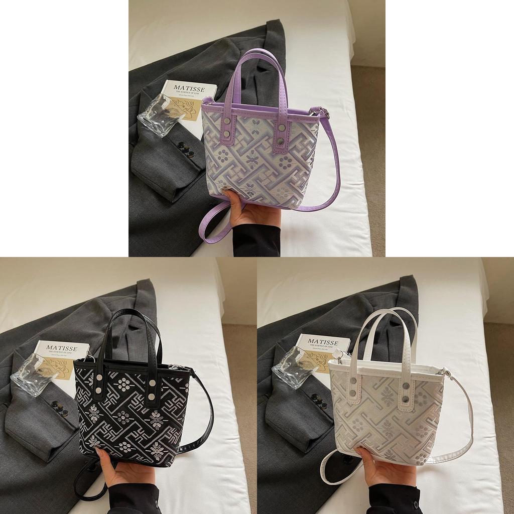 Chinese Traditional Handbag With Water Bucket Shape And Pu Material For Daily Use