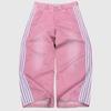 HCW Y2K Retro Striped Patchwork Embroidered Jeans Loose Straight Wide Leg Trousers Teens
