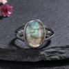 CopperRing for Women Oval Round Natural Labradorite Ring Gift Sun Shaped Retro Luxury Fine Jewelry