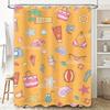 Summer Beach Shower Curtain with Colorful Accessories for Bathroom Decor Sunny Orange Print