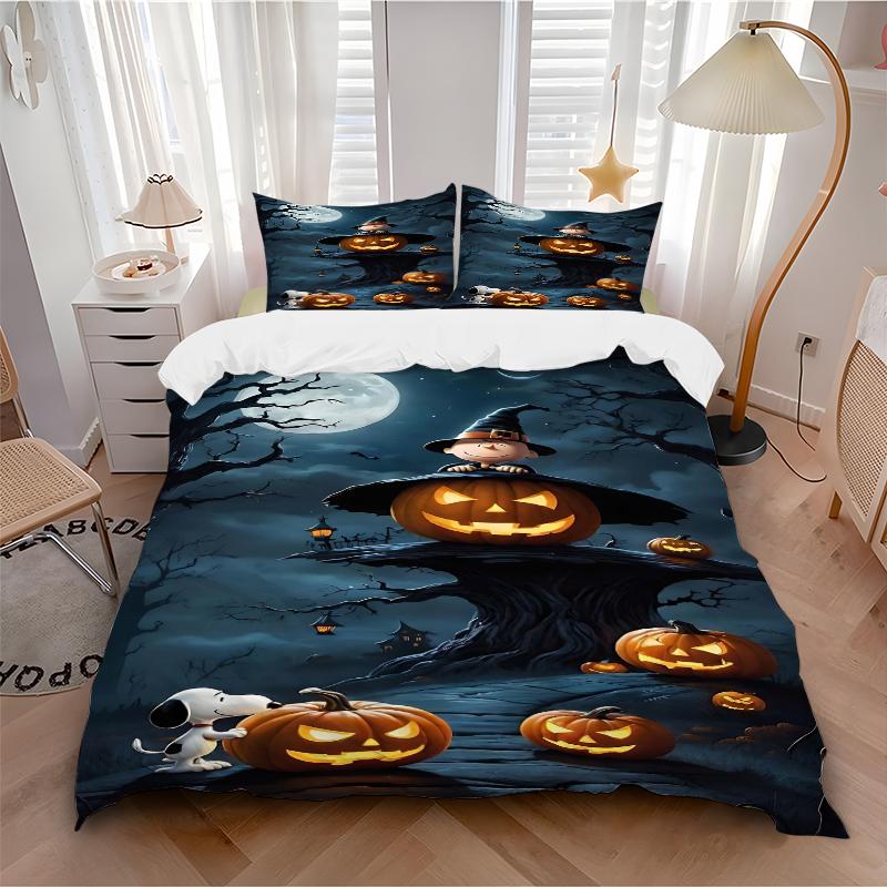 3Pcs Halloween Night Adventure Bedding Set Quilt Cover Pillowcase Home Christmas Halloween Gift 1 Duvet Cover 2 Pillowcase S1515