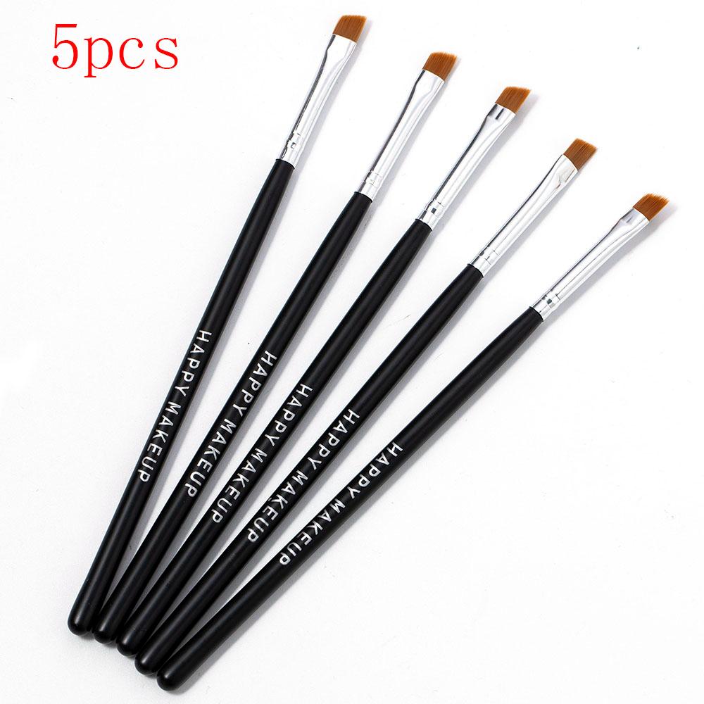 5Pcs Professionelle Schwarz Augenbraue Geneigt Flache Abgewinkelt Pinsel Make-Up-Tool Holz Pol Eyeliner Lidschatten Augenbraue Frauen Kosmetik