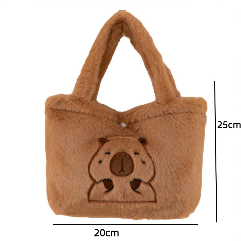 Large Capacity Capybara Plush Shoulder Bag Cartoon Capybara Handbag Unisex Capybara Handbag