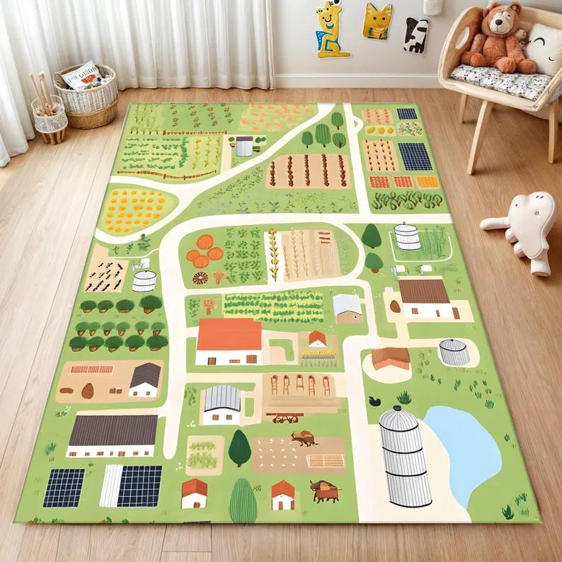 

Дитячий килим з фермерськими тваринами Нековзкий Килим для дитячої кімнати, вітальні, спальні Домашній декор Килимки 40x60cm