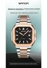 Sanda Herren Quadratische Mechanische Uhr, Schlichtes Design, Kalender, Wasserdicht, Massives Stahlarmband, Business-Stil