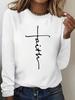 Women's Spring and Autumn 100% Cotton Fashion Casual Loose You Are Enough Printed Round Neck Long Sleeve T-shirt Top