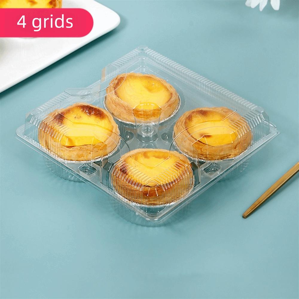 100pcs Disposable Portuguese Egg Tart Paaging Box Plastic Baking Cake Case  Kitchen Cooking Tools