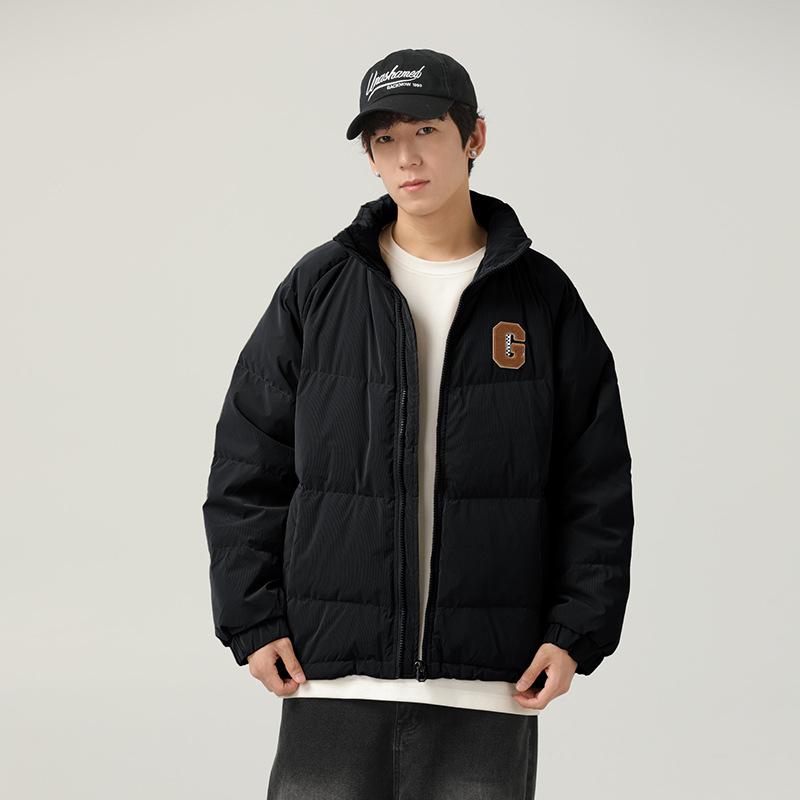 Hvit andedunsjakke Herre Vinter Fortykket Ståkragejakke Parplagg