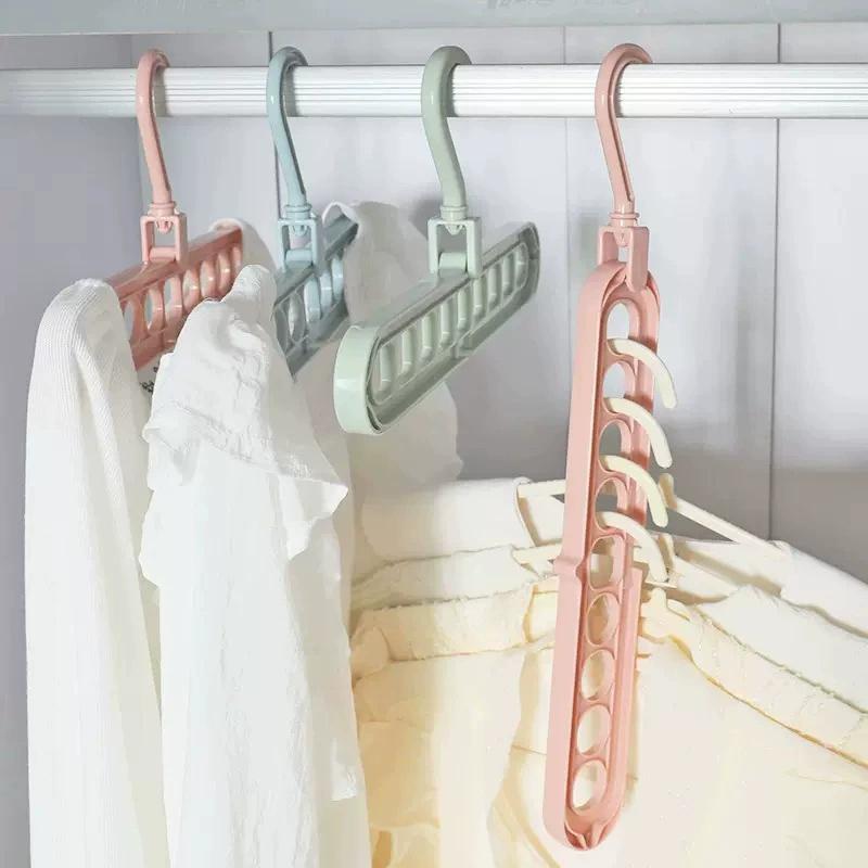 3PCS/1PC 360 Degree Rotation Magic Hanger 9 Hole Household Storage Coathanger Folding Hanger